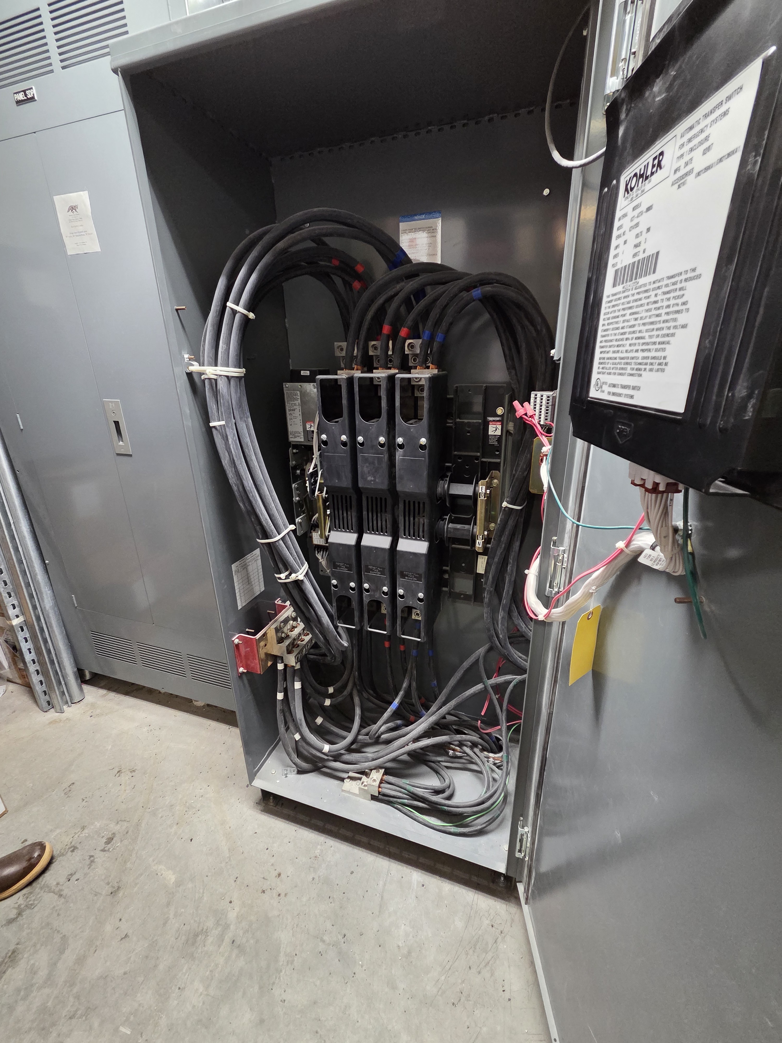 Kohler automatic transfer switch — cable terminations